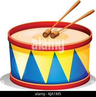 Illustration d'un grand tambour jouet sur un fond blanc Illustration de Vecteur
