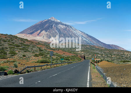 Pico del Teide, 3718 mètres, plus haute montagne sur le territoire de l'Espagne et l'Unesco au patrimoine mondial de l'UNESCO, l'île de Tenerife, Canaries, Espagne Banque D'Images