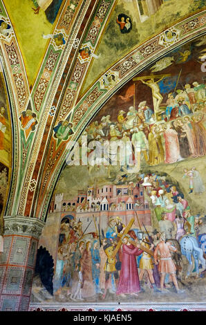 Des fresques sur mur et plafond dans la salle capitulaire, l'église Santa Maria Novella, Florence, Italie Banque D'Images