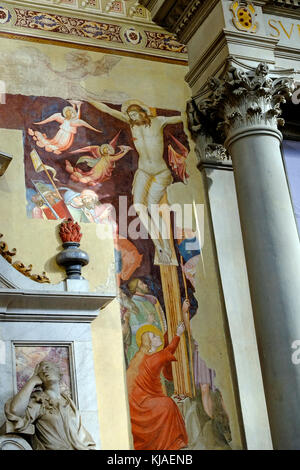 Détail fresque dans l'église Santa Croce, Florence, Italie Banque D'Images