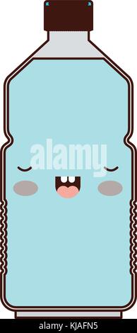Bouteille d'eau colorée en kawaii silhouette Illustration de Vecteur
