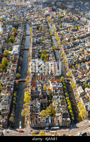 Vue aérienne de la vieille ville d'Amsterdam, Pays-Bas Banque D'Images