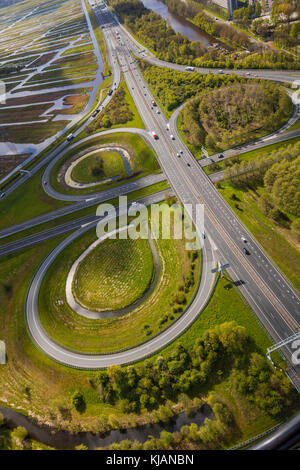 Vue aérienne de jonctions de route, près d'Amsterdam, Pays-Bas Banque D'Images