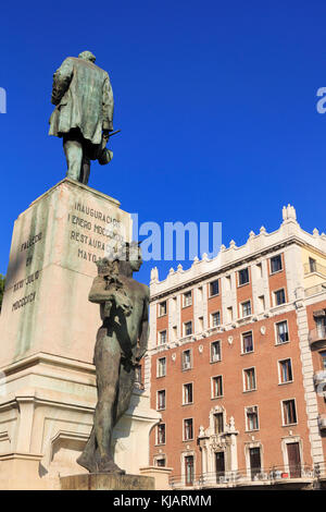 Monument, rue Alameda principal, la ville de Malaga, Andalousie, Espagne, Europe Banque D'Images