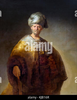 Man in Oriental Costume, The Noble Slav, Rembrandt, 1632, Metropolitan Museum of Art, Manhattan, New York City, États-Unis, Amérique du Nord Banque D'Images