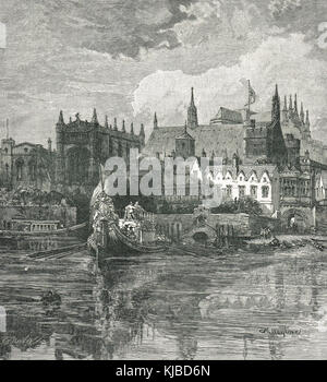 Vieux Palais de Westminster, à l'époque de Charles Ier Banque D'Images