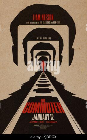 DATE de sortie: 12 janvier 2018 TITRE: The Commuter STUDIO: Lionsgate DIRECTEUR: Jaume Collet-Serra COMPLOT: Un homme d'affaires est pris dans un complot criminel pendant son domicile quotidien de trajet. Starring: Poster Art. (Image Crédit: © Lionsgate / Entertainment Pictures) Banque D'Images