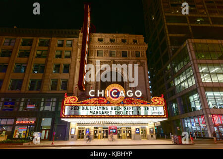 Chicago - 6 septembre 2015 : le célèbre théâtre de Chicago sur State Street à Chicago, Illinois. Ouvert en 1921, le théâtre a été rénové dans les années 1980 Banque D'Images