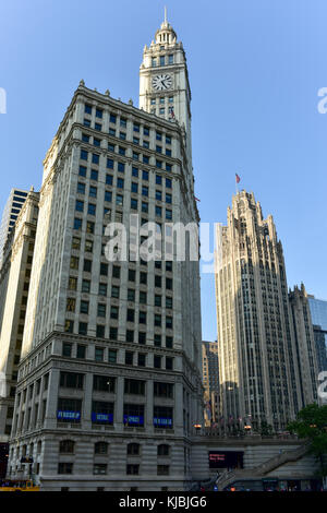 Chicago, Illinois - 5 septembre 2015 : le wrigley building à Chicago, un gratte-ciel a été construit pour abriter le siège social de l'wrigley comp Banque D'Images