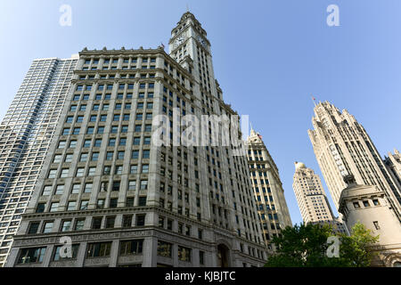 Chicago, Illinois - 5 septembre 2015 : le wrigley building à Chicago, un gratte-ciel a été construit pour abriter le siège social de l'wrigley comp Banque D'Images