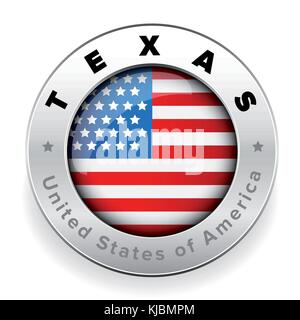 Texas usa acier bouton Illustration de Vecteur