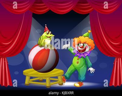 Illustration d'un clown et une grenouille performing on stage Illustration de Vecteur