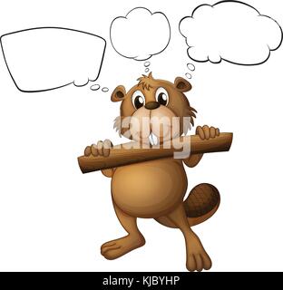 Illustration d'un Castor tenant un morceau de bois avec vide les renvois sur un fond blanc Illustration de Vecteur