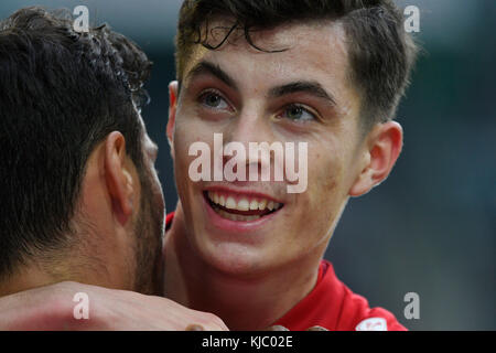 Stade de Borissia Park Mšnchengladbach, Allemagne, 21.10.2017, première rencontre de la ligue allemande de football 9. , Borissia Mšnchengladbach (Moenchengladbach, Gladbach) vs Bayer 04 Leverkusen --- Kai Havertz (LEV) Banque D'Images