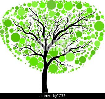 L'arbre vert printemps vector isolé sur fond blanc Illustration de Vecteur