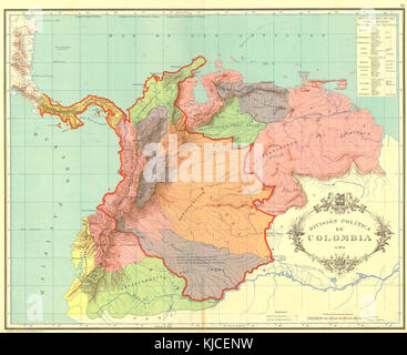 Gran Colombia map 1824 Banque D'Images