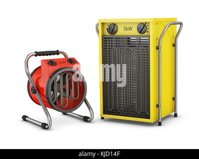 Fans de chaleur industrielle sur un fond blanc. Le rendu 3d. Banque D'Images