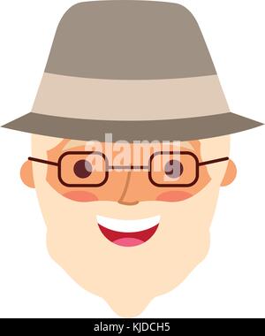 Le vieil homme visage avatar profil du grand-père Illustration de Vecteur