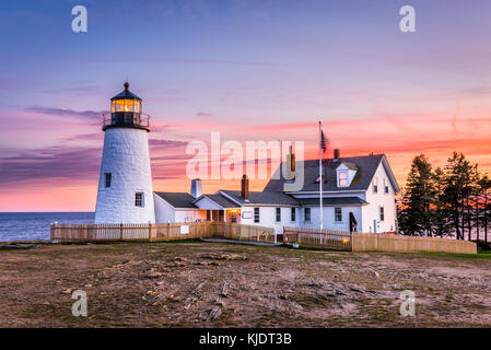 Point de Pemaquid light à Bristol, Maine, USA. Banque D'Images