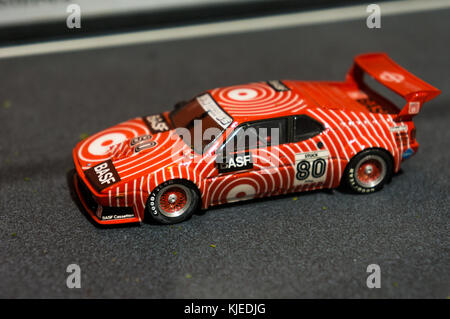 Munich, Allemagne - 10 mars 2016: Petit modèle de circuit de course exposé dans le musée BMW Banque D'Images