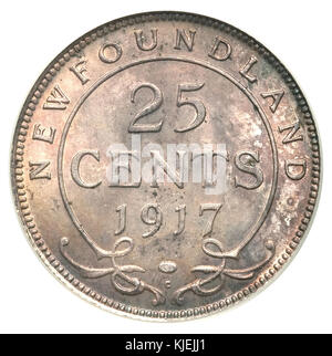 Canada Terre-Neuve George V 25 Cents 1917C (rev) Banque D'Images