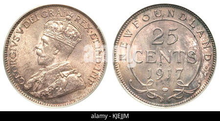 Canada Terre-Neuve George V 25 Cents 1917C Banque D'Images