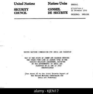 Page 1 CFL comme indiqué sur le site de l'ONU à l'Accord de Karachi 1949 Banque D'Images