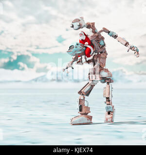 Robot de direction Santa Banque D'Images