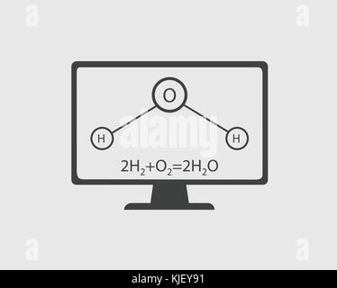 L'icône de chimie. équation générale et à équations structurelles de l'eau avec écran de l'ordinateur. Illustration de Vecteur