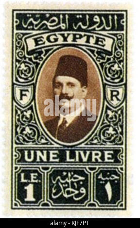 1 Livre Royaume d'Égypte stamp Fouad I Banque D'Images