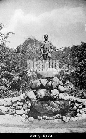 Photographie du Minuteman de Lexington, statue représentant le capitaine John Parker sculpté par Henry Hudson Kitson et érigé en 1900, Lexington, Massachusetts, Boston, Massachusetts, 1913. Banque D'Images