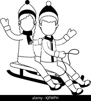 Couple on snow sled vector illustration design Illustration de Vecteur