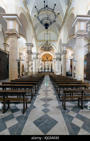 Canete la Real, province de Malaga, Andalousie, sud de l'Espagne. Intérieur de l'église Saint-Sébastien du XVIIIe siècle. Iglesia de San Sebastián. Banque D'Images