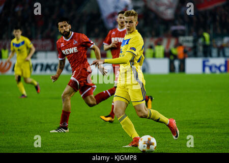 COLOGNE/ALLEMAGNE – 2 novembre 2017 : Jasse Tuominen du FC BATE en match contre le FC Koln à RheinEnergieStadion le 2 novembre 2017 à Cologne, Allemagne. Banque D'Images