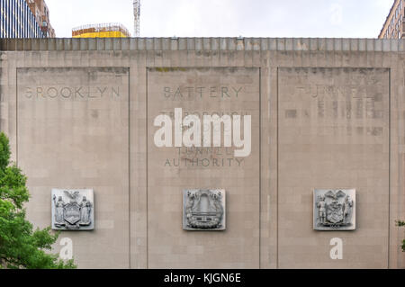 New York - 15 juillet 2015 : l'hugh l. Carey tunnel (autrefois appelé le brooklyn battery tunnel) à new york, ny. Le tunnel ponts Brooklyn et Banque D'Images