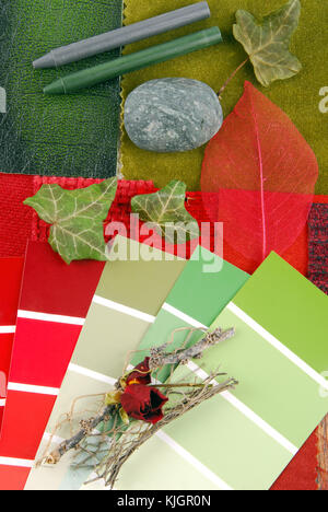 L'harmonisation des couleurs pour l'intérieur en rouge et vert Banque D'Images