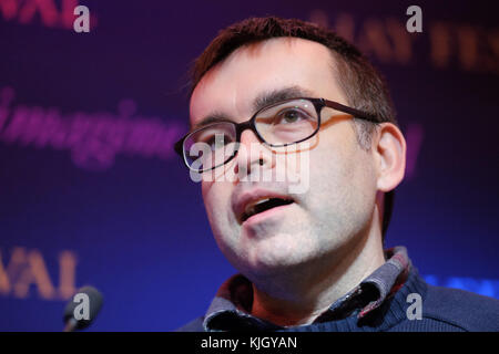 Hay festival week-end d'hiver - novembre 2017 - L'auteur américaine owen king parle de son nouveau livre sleeping beauties co-écrit avec son célèbre père stephen king - crédit : Steven mai/Alamy live news Banque D'Images