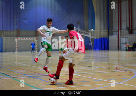 Gibraltar. 24 novembre 2017. Gibraltar FA 6-5 Irlande du Nord, International friendly, Tercennary Sports Hall, Gibraltar crédit : Stephen Ignacio/Alamy Live News Banque D'Images