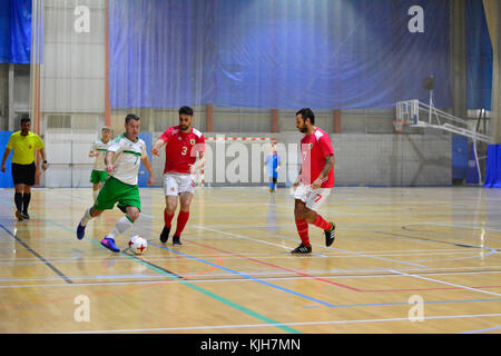 Gibraltar. 24 novembre 2017. Gibraltar FA 6-5 Irlande du Nord, International friendly, Tercennary Sports Hall, Gibraltar crédit : Stephen Ignacio/Alamy Live News Banque D'Images