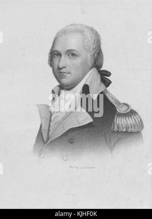 Une gravure d'un portrait de Henry Lee III, il était un politicien américain et officier militaire, pendant la guerre d'indépendance américaine, il a atteint le grade de lieutenant-colonel tout en commandant un mélange de cavalerie et d'infanterie, il a gagné le surnom Light-Horse Harry pour ses compétences en équitation, après la guerre, il sert en tant que 9e gouverneur de Virginie et en tant que membre de la Chambre des représentants des États-Unis de Virginie, Ohio, en 1829. De la Bibliothèque publique de New York. Banque D'Images