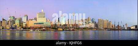 Darling Harbour Panorama au crépuscule, Sydney, New South Wales, Australia Banque D'Images