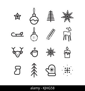 Nouvelle année simple vector icon set. Illustration de Vecteur