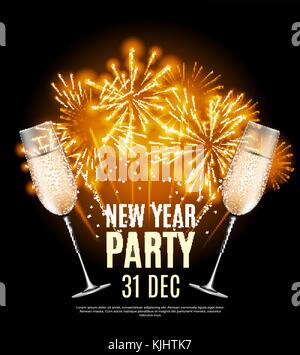 Happy new year party 31 décembre poster vector illustration Illustration de Vecteur