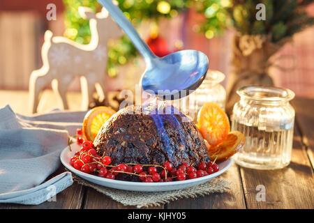 Anglais pudding de Noël Banque D'Images