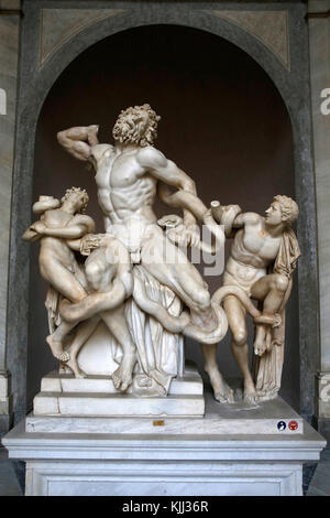 Musées du Vatican, Rome. Musée Pio Clementino. Laocoon. Groupe du Laocoon, l'Ïuvre des Rhodiens, AgŽsandre AthŽnodore, Sciences et IIe ou ier sicle av. Banque D'Images