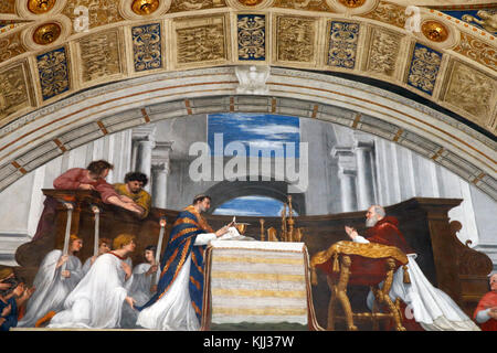 Musées du Vatican, Rome. Les chambres de Raphaël. La masse à Bolsena. L'Italie. Banque D'Images