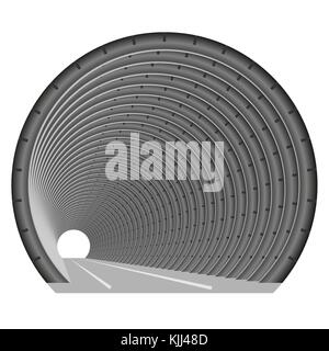 Un tunnel souterrain du métro ou en voiture. la construction de tube. la lumière au bout du tunnel. l'entrée ou à la sortie quelque part Illustration de Vecteur