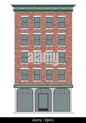 Un américain classique à plusieurs étages en brique maison. centre d'affaires de la ville. cher l'immobilier. Illustration de Vecteur