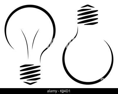 Logo contour de la lampe à incandescence. L'émergence d'une idée ou une invention nouvelle. L'électricité et les économies d'énergie. des économies de ressources. Illustration de Vecteur