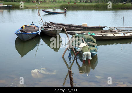 Bateaux sur la rivière. Hoi An. Le Vietnam. Banque D'Images